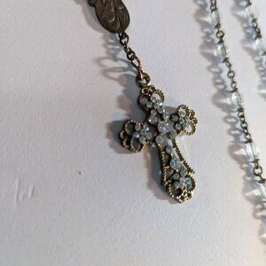 Rosary Vintage Glass and Crystal Cross